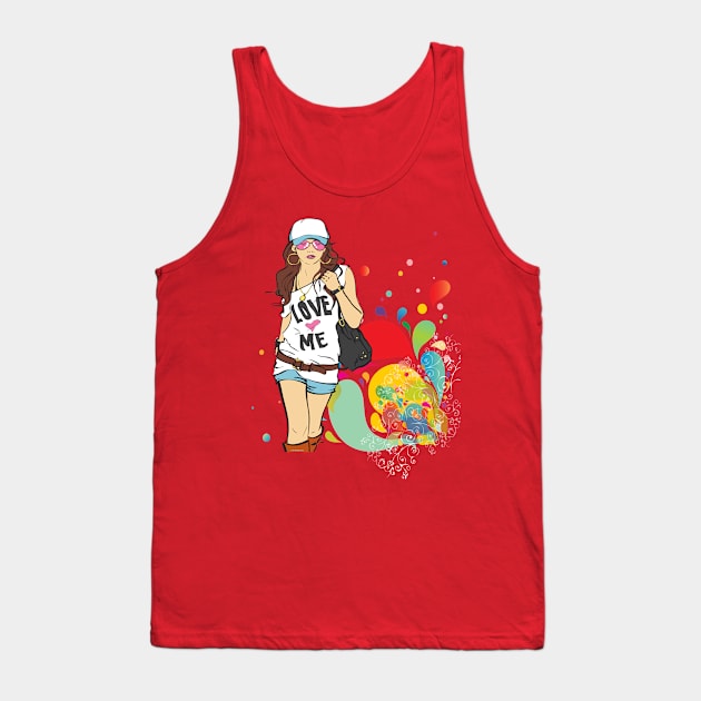 Love Me Fashion Girl Tank Top by G-Art Swiss